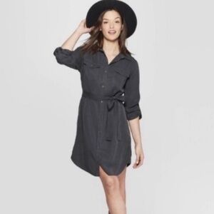 Black Button-Up Shirt Dress size large universal thread